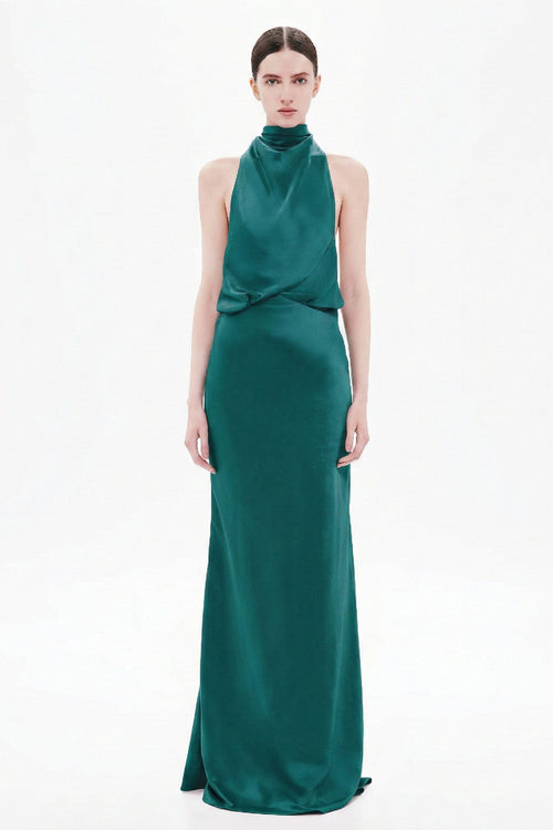 Misha Cameron Satin Dress - Teal Blue
