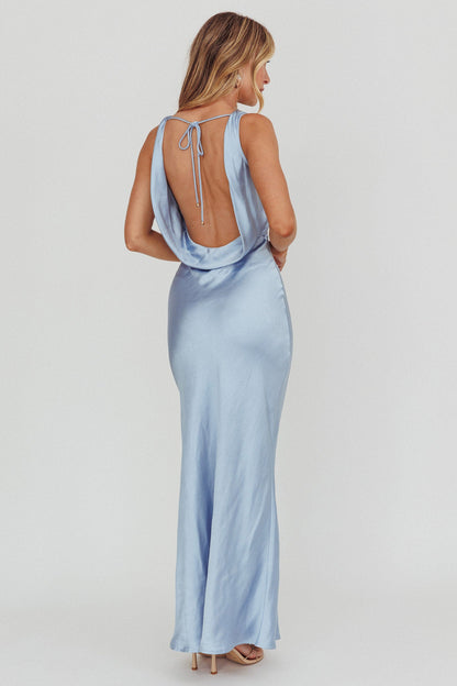 Moon Glow Cowl Neck Maxi Dress Blue