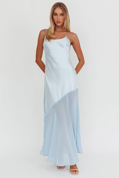 Gilded Dream Chiffon Hem Maxi Dress Baby Blue