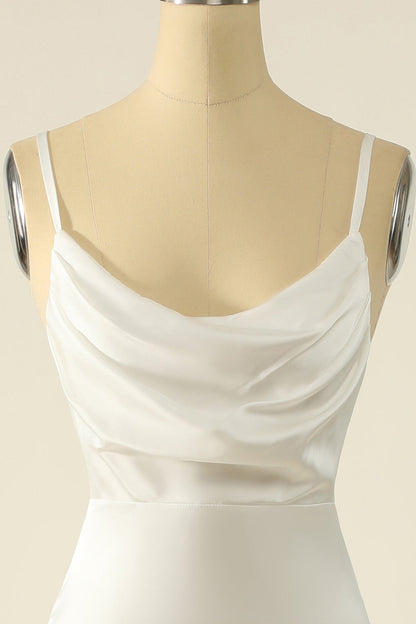 Ivory Satin Simple Prom Dress
