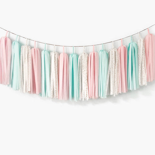 Baby Gender Reveal Tassel Garland - Pink and Blue Gender Reveal Decorations