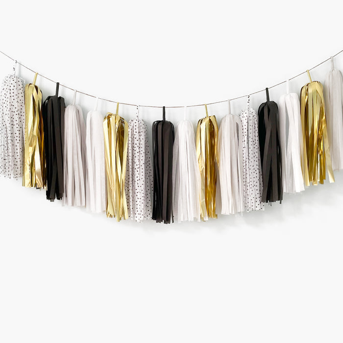 Black and Gold Tassel Garland - Graduation Party Decor, Little Man birthday, Men's Birthday, Gatsby Themed Party