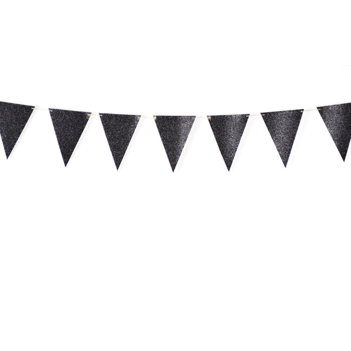 Black Glitter Pennant Banner