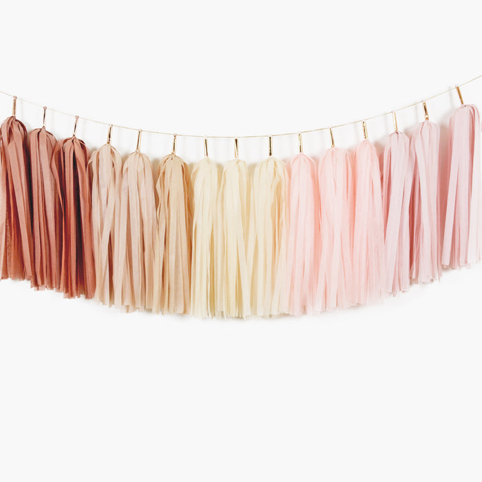 Blush Boho Rainbow Tassel Garland - Bohemian Party and Wedding Decoration