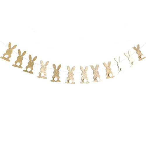Champagne Gold Glitter Bunny Banner