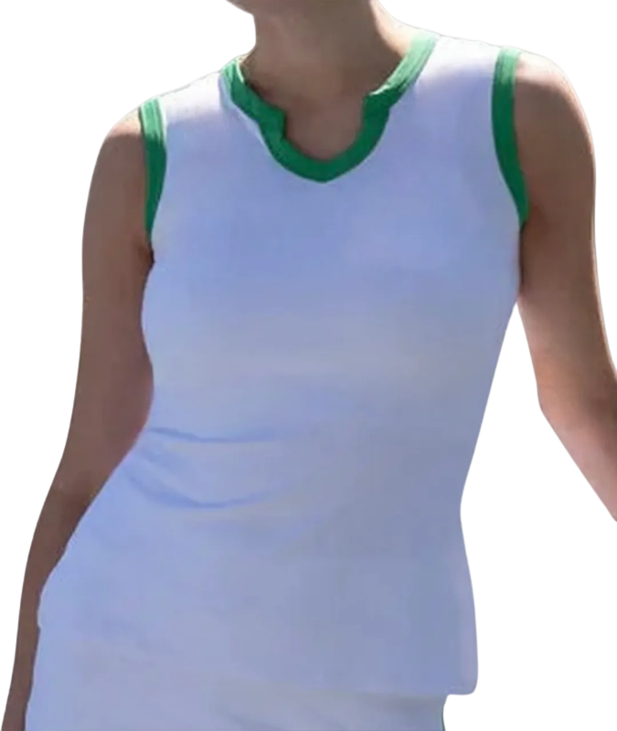 Club & Court Stacy Tank - White/Green