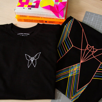 Crest Trails Origami Butterfly Print - Tshirt - Black
