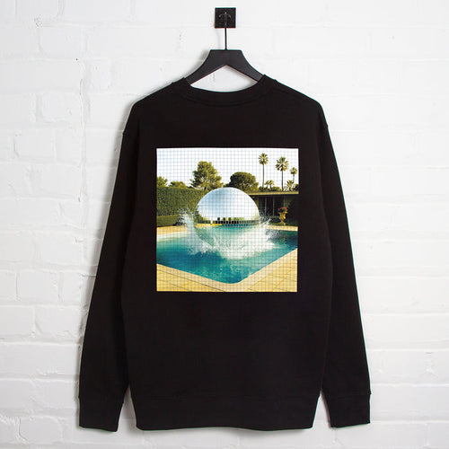 Disco Poolside Trip Back Print - Sweatshirt - Black