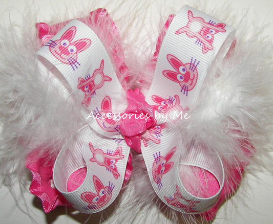 Easter Bunny Marabou Ruffle Bow Socks