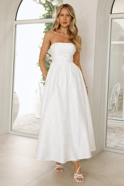 Dancing In Magic Strapless Maxi Dress White