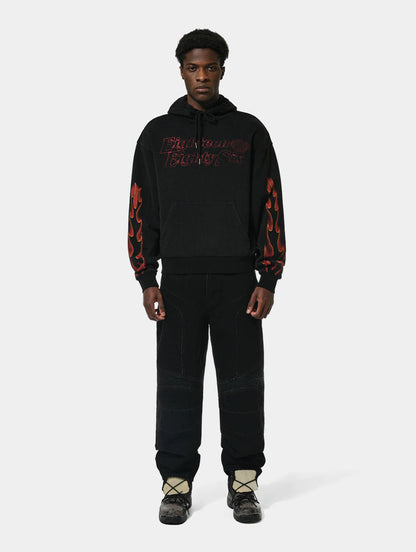 FLAME HOODIE M - BLACK