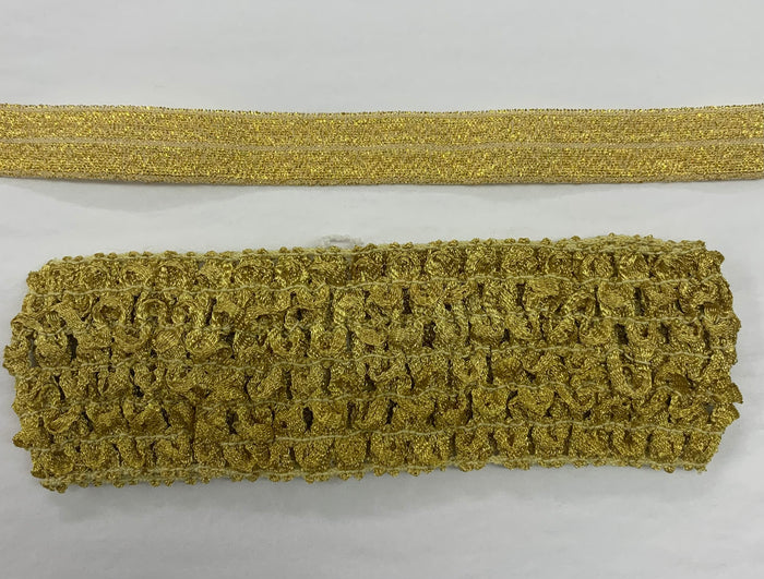 Gold Skinny Stretch Headband and a Gold Crochet Headband