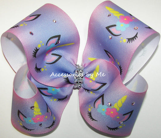 Glitzy Purple Ombre' Unicorn Cheer Bow