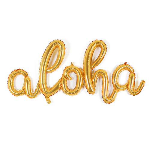 Gold Aloha Script Balloon