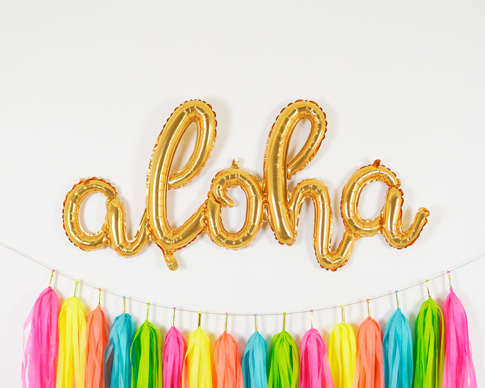 Gold Aloha Script Balloon