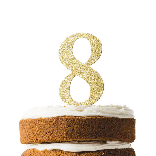 Gold Glitter Number 8 Cake Topper