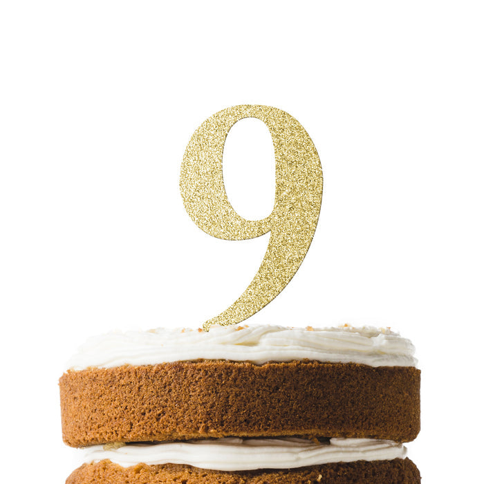 Gold Glitter Number 9 Cake Topper