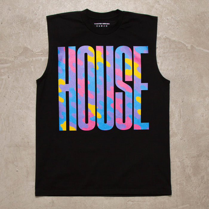 Haze Higher House Front Print - Tank Tshirt - Black
