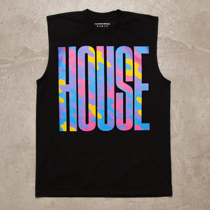 Haze Higher House Front Print - Tank Tshirt - Black