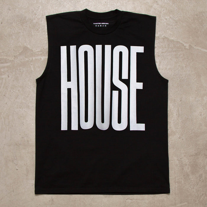 Higher House Front Print - Tank Tshirt - Black