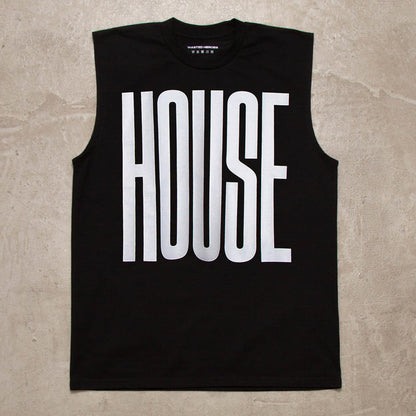 Higher House Front Print - Tank Tshirt - Black