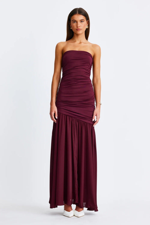 Neve Strapless Maxi Dress - Cranberry