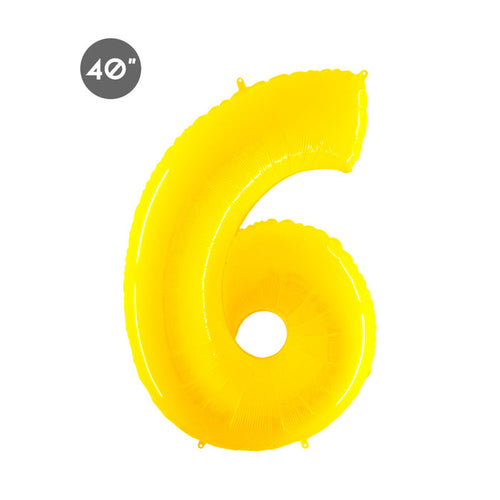 Jumbo Yellow Number 6 Foil Balloon - Sixth Birthday Balloon & Anniversary Decorations
