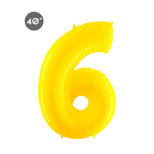 Jumbo Yellow Number 6 Foil Balloon - Sixth Birthday Balloon & Anniversary Decorations