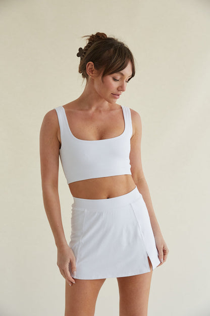 Kenzie Double Lined Crop Tank in White