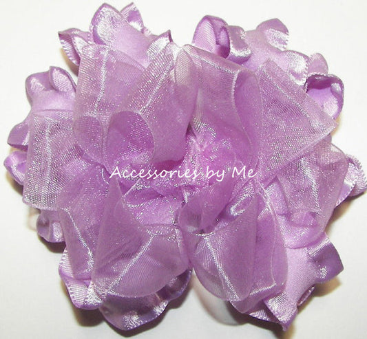 Lavender Organza Ruffle Hair Bow