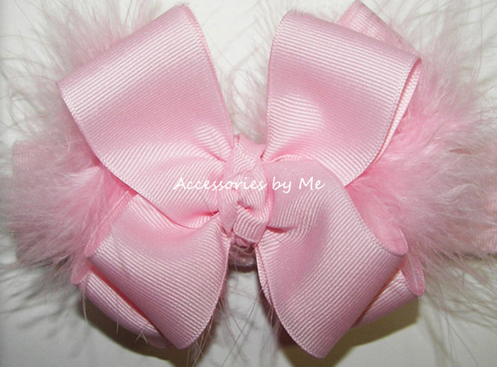 Light Pink Marabou Bow Headband