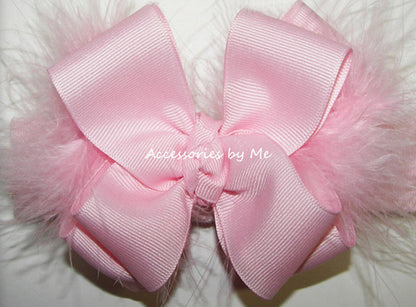 Light Pink Marabou Bow Headband