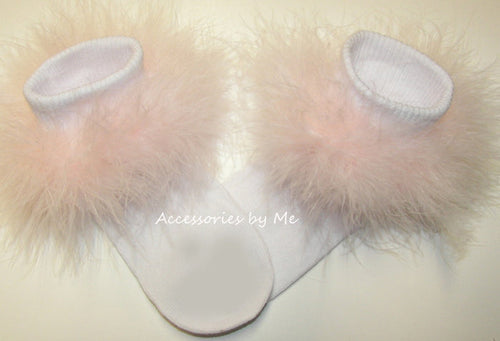 Light Pink Marabou Trim Socks Socks