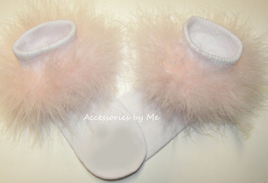 Light Pink Marabou Trim Socks Socks