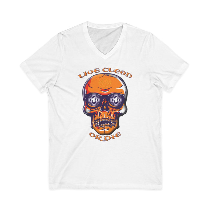 Live Clean Skull  dtg V-Neck Tee