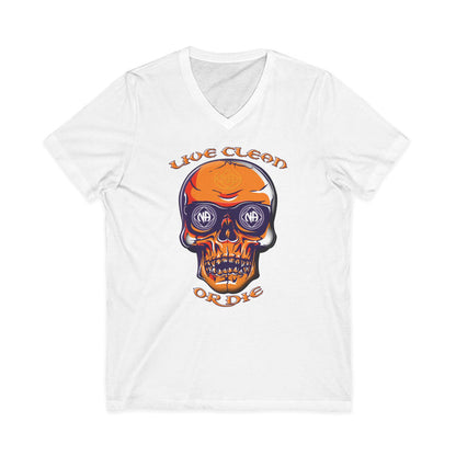 Live Clean Skull  dtg V-Neck Tee