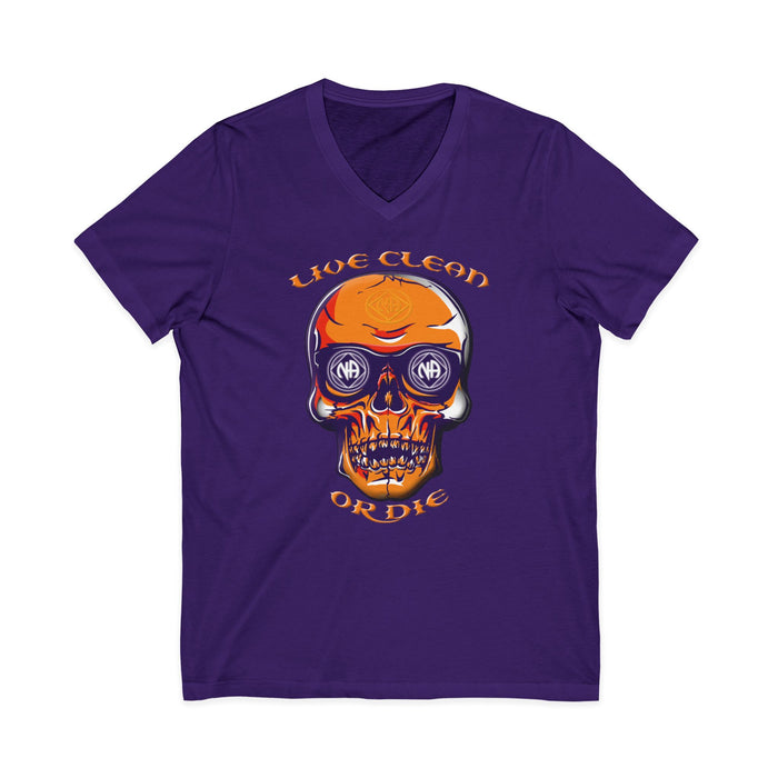 Live Clean Skull  dtg V-Neck Tee