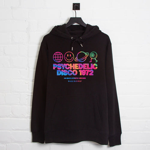 Mercury Elements Psychedelic Disco Front Print - Hood - Black