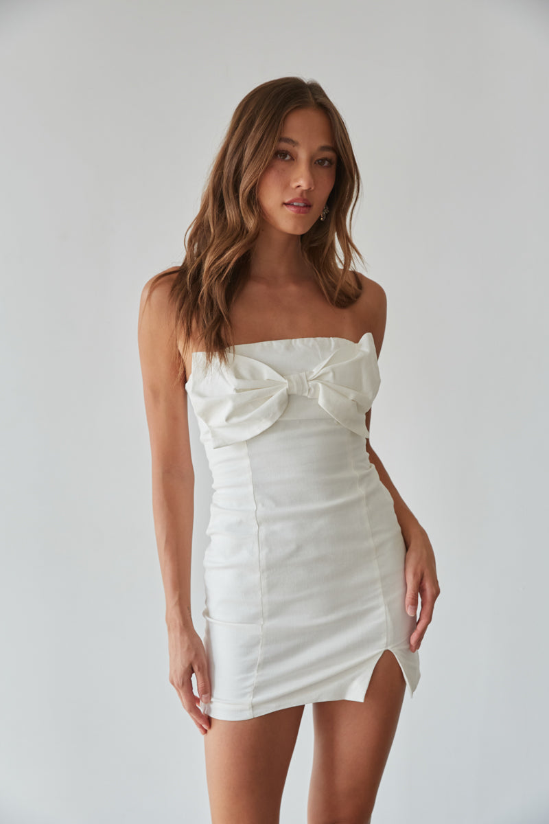 Mina Strapless Bow Bodycon Mini Dress