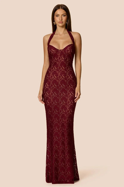 Nookie Mystique Halter Gown - Wine