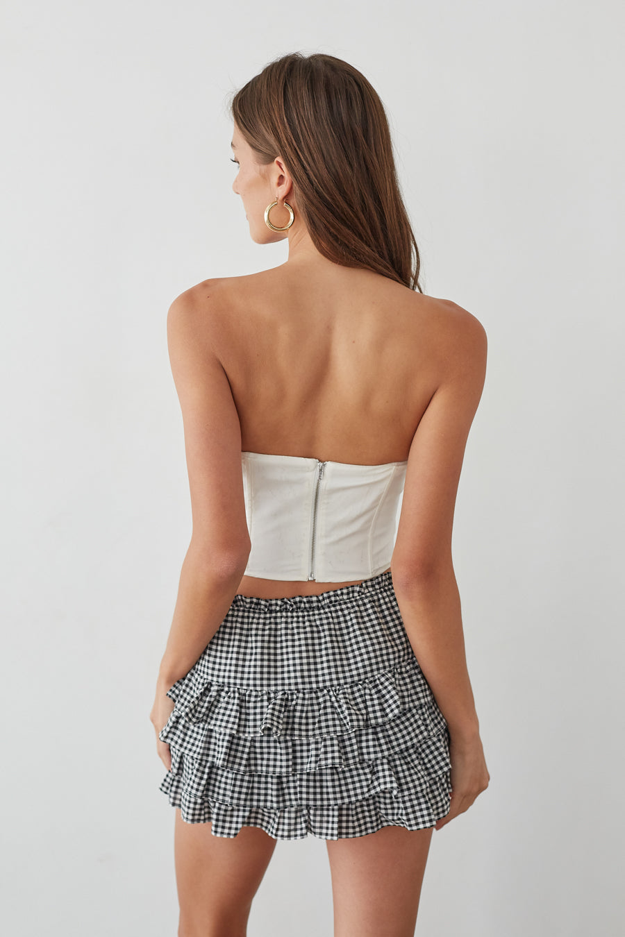 Pearl Ruffle Gingham Skort