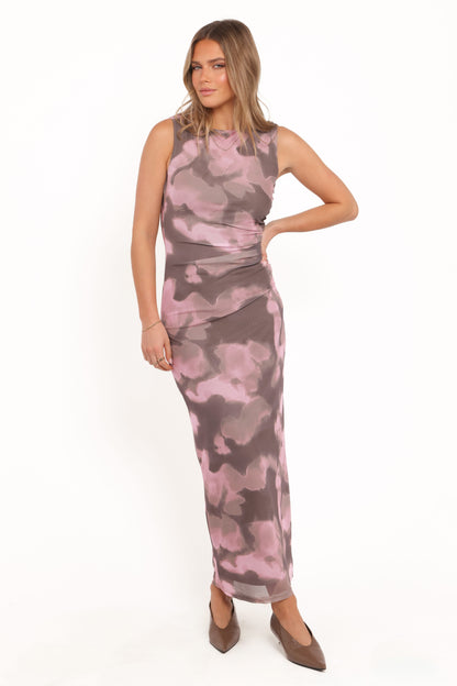 Alyssa Maxi Dress - Pink/Brown Print