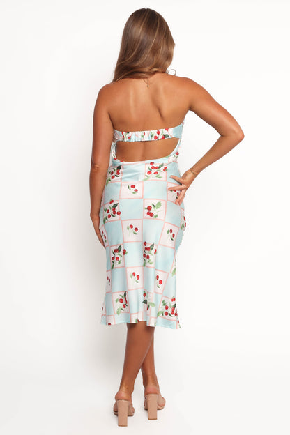 Benton Strapless Midi Dress - Cherry Print
