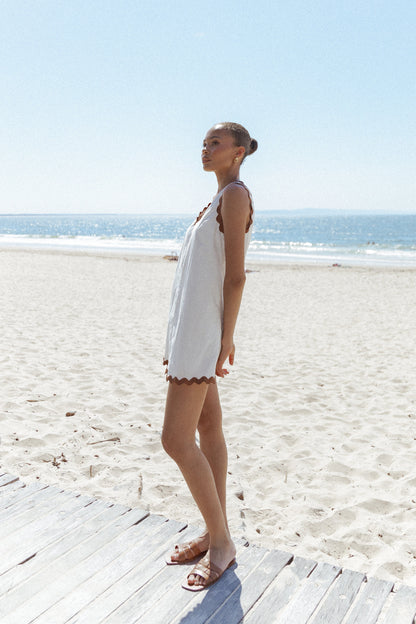 Calliope Mini Dress - White Tan