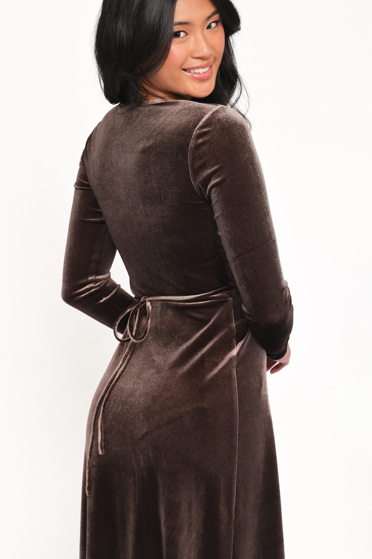 Darby Long Sleeve Midi Dress - Dark Brown
