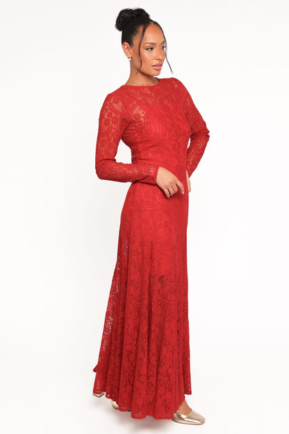 Keani Long Sleeve Maxi Dress - Red