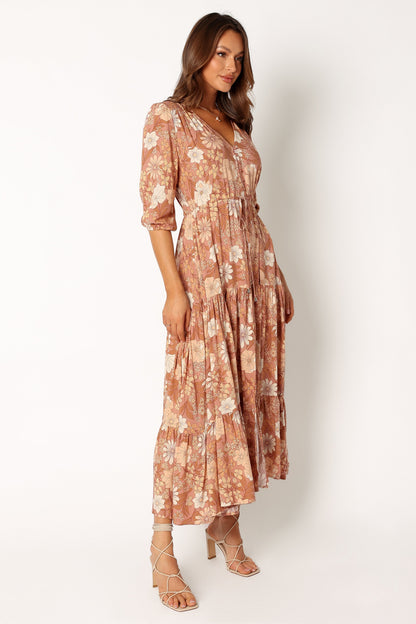 Kelda Dress - Tan Floral