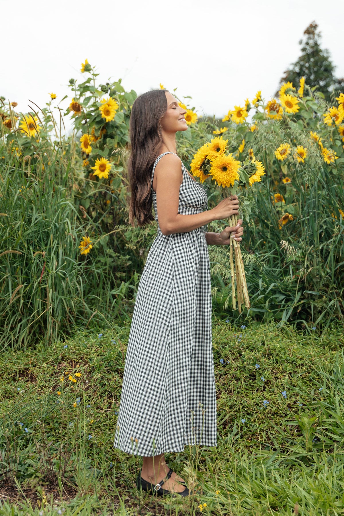 Kinslee Midi Dress - Black Gingham