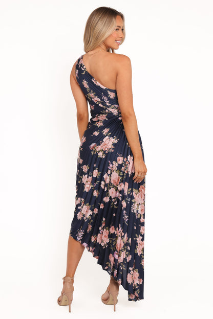 Kleo One Shoulder Maxi Dress - Navy Floral