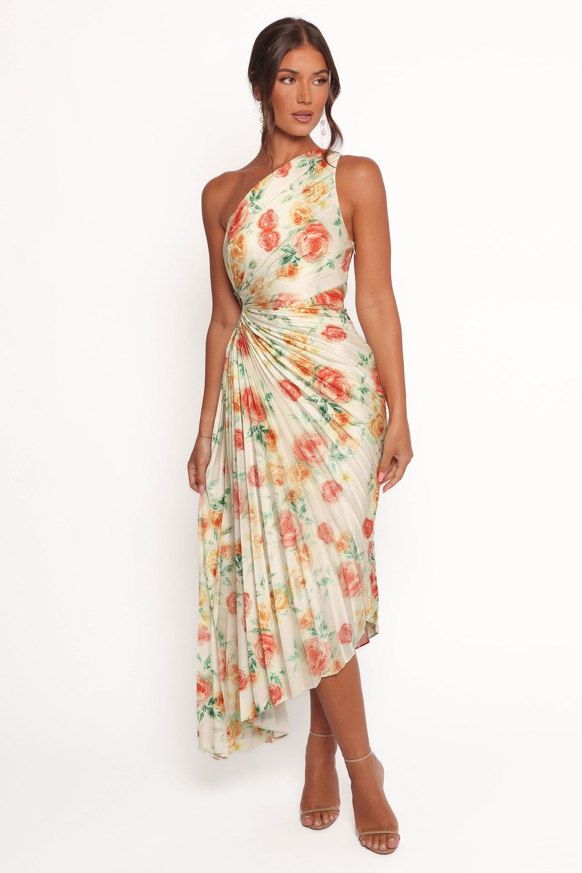 Kleo One Shoulder Maxi Dress - Yellow Floral